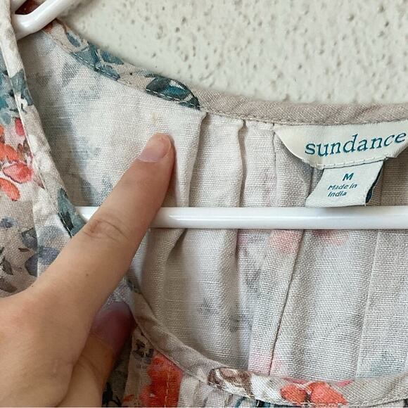 Sundance Floret Linen Blend Floral Shift Dress Size Medium Grey Blue Pink White - Picture 11 of 11